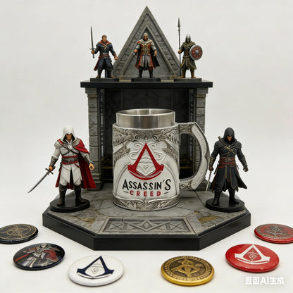Assassin's Creed Large Capacity Beer Mug Game-Themed Stainless Steel Resin Drinkware Creative Collectible Gift for Fans