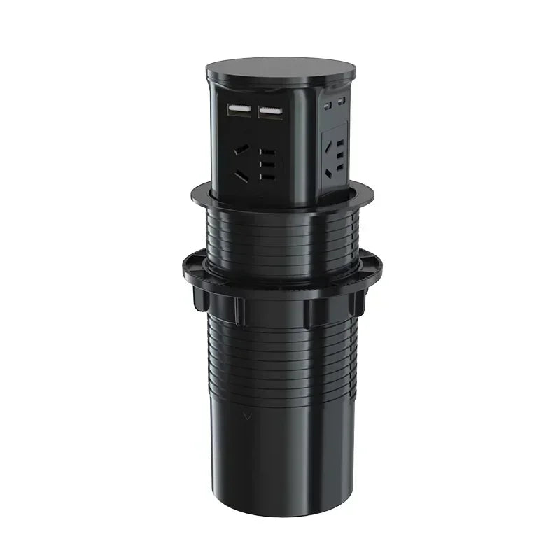 Hydraulic Lifting Socket Automatic Pop  Up Wireless Charge Universal/US/UK/TL Plug Adapter Hidden Four Sided Socket Power Supply
