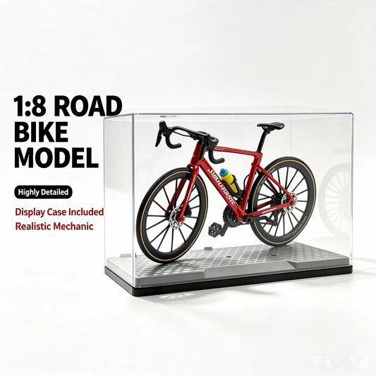 1:8 Scale Alloy Road Bike Model Simulated Drop Handlebar Bicycle Figurine Detachable Water Bottle Rotatable Wheel Desktop Orname