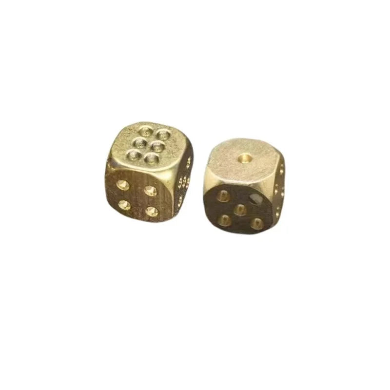 2pcs metal dice solid brass gold high-quality 6-sided game dice hand polished stress relieving family party 15mm toy creative