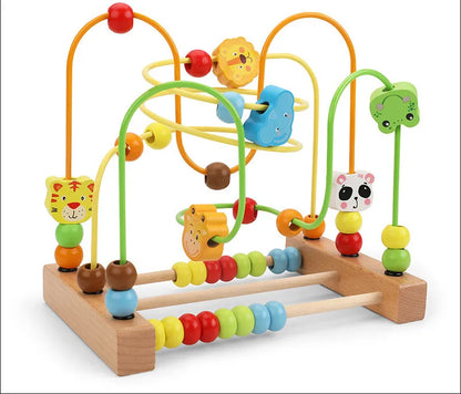 Montessori Wooden Kids Toys Wooden Circles Bead Wire Maze Roller Coaster Toys Educational Toys Wood Puzzles Maze For Children