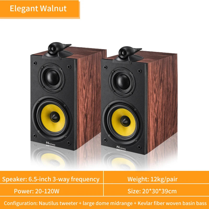 140W High-Power 6.5-inch Speaker Three-Way Bookshelf Speaker Fever 2.0 Hifi Audio Passive Home Theater Enthusiast Speaker 8Ω