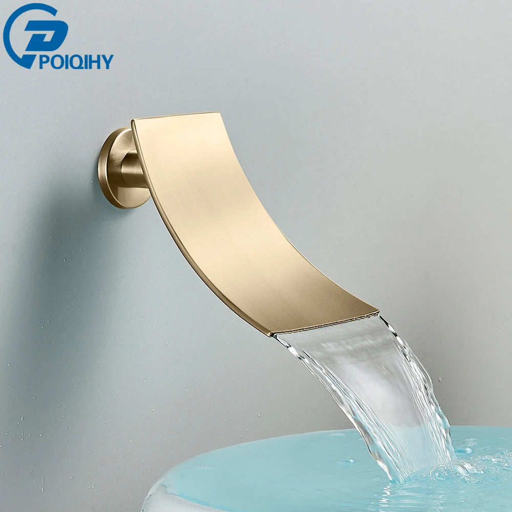 Brass Faucet Spout Black Bath Spout Golden Bathroom Faucet Accessory Waterfall Tub Spout Basin Water Outlet
