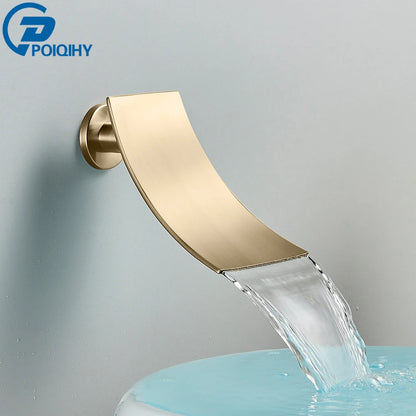 Brass Faucet Spout Black Bath Spout Golden Bathroom Faucet Accessory Waterfall Tub Spout Basin Water Outlet
