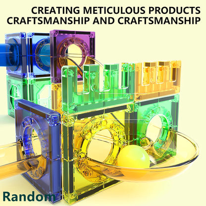 Magnetic Tiles Marble Run Toy 3D Clear STEM Educational Pipe Track Ball Building Blocks Kids 3+ Brain Development Kit