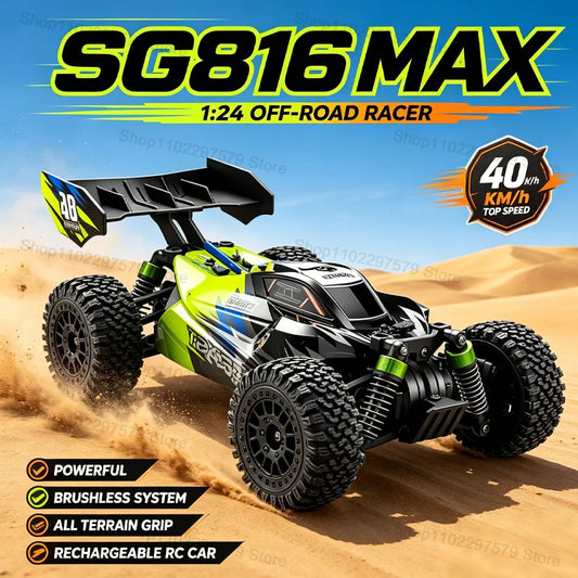 SG816MAX 1:24 4WD Brushless High Speed 40KM/H RC Off Road Car SG816 PRO Drift Remote Control Toys for Boys Adults Outdoor Racing