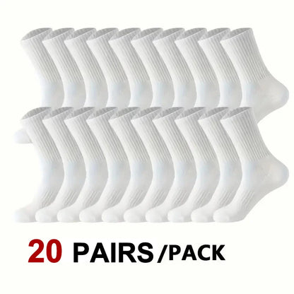 10/20 Pair Men Women Anti Odor Knitted Mid Tube Socks Suitable All Seasons Sweat Absorbing Breathable Couples Casual Sports Sock
