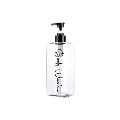 3 Transparent Square Refillable Shampoo and Conditioner Dispensers, 400ml Each, with 3 Waterproof Labels