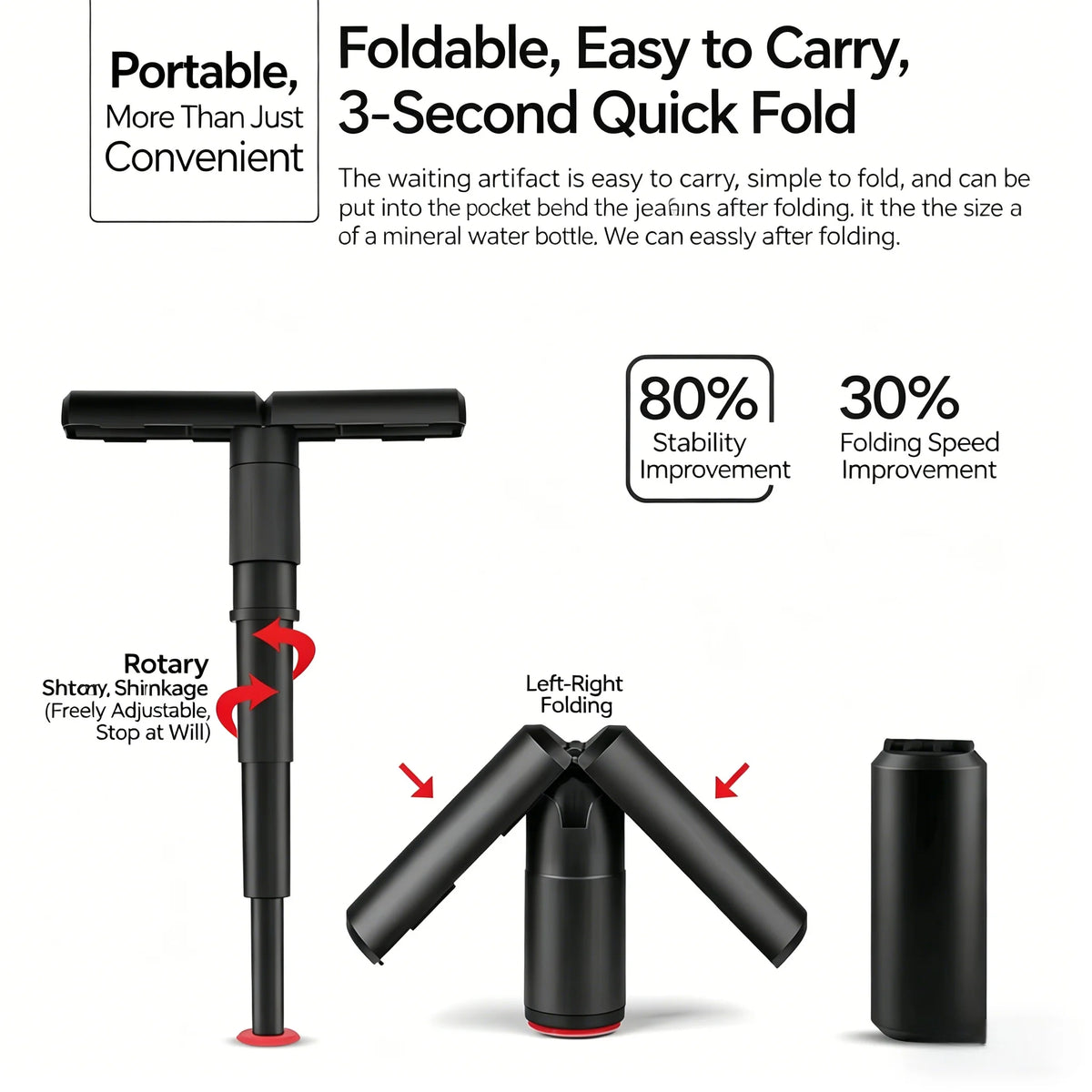 Portable Telescopic Folding Stool Compact as Thermos Multi-section Retractable Design Useful for Camping Hiking Travel Commuting