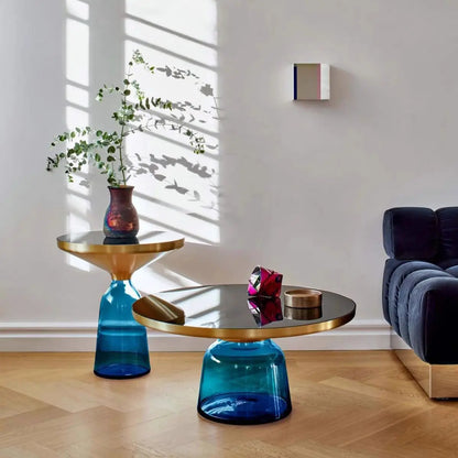 Modern Light Luxury Glass Coffee Table Creative Living Room Balcony Colorful High-end Table on The New Nordic High-end