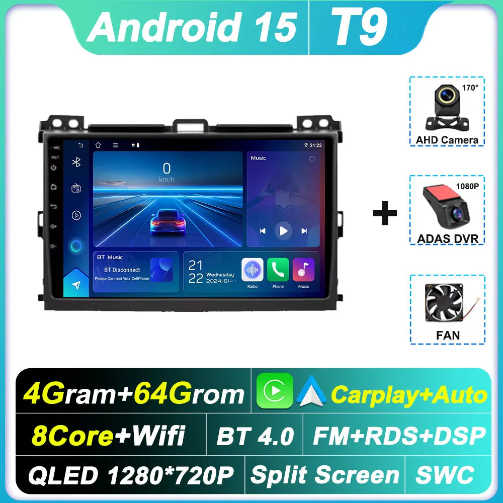 2 Din Android Autoraido For Toyota Land Cruiser Prado 120 3 III For Lexus GX470 GX 470 J120 2002 - 2009 Car Radio Touch Screen