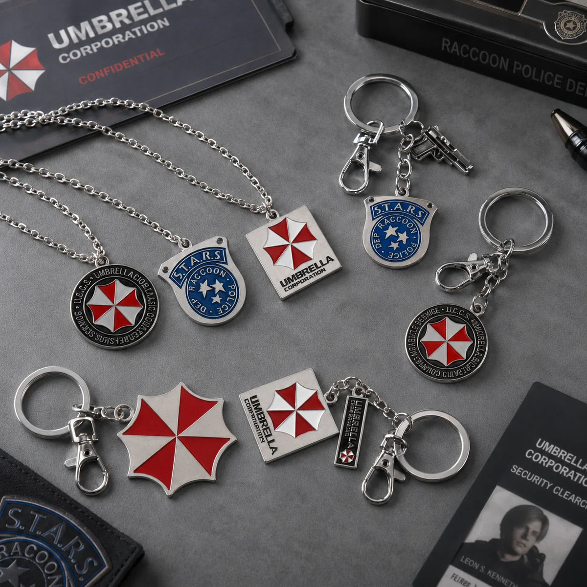 Resident Evil Metal Keychain Necklace Series STARS Badge Pendant 2026 Umbrella Corporation Cosplay Accessory Gift Collectible