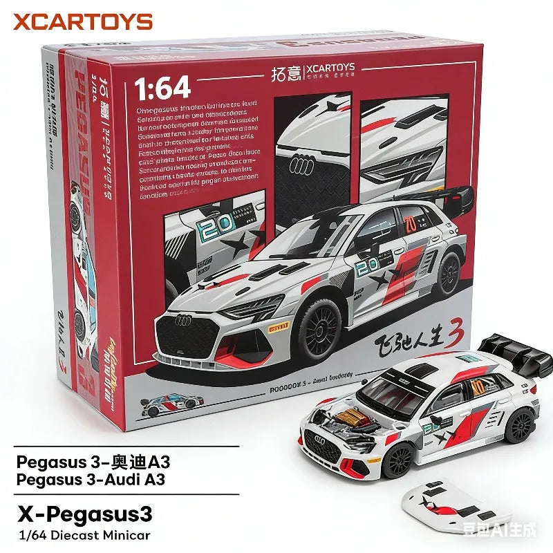 XCARTOYS 1/64 Speed Racer 3 Audi A3 Rally Racing Car Simulation Alloy Model, Boys' Toy, Adult Collection Decoration Item.
