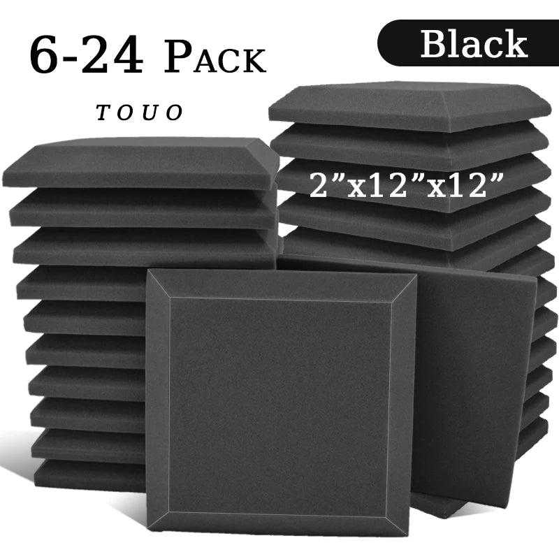 TOUO 6/12/24 Pcs Large Square Hypotenuse Acoustic Foam High Density Ktv Sound Foam Studio Acoustic Treatment Home Decoration