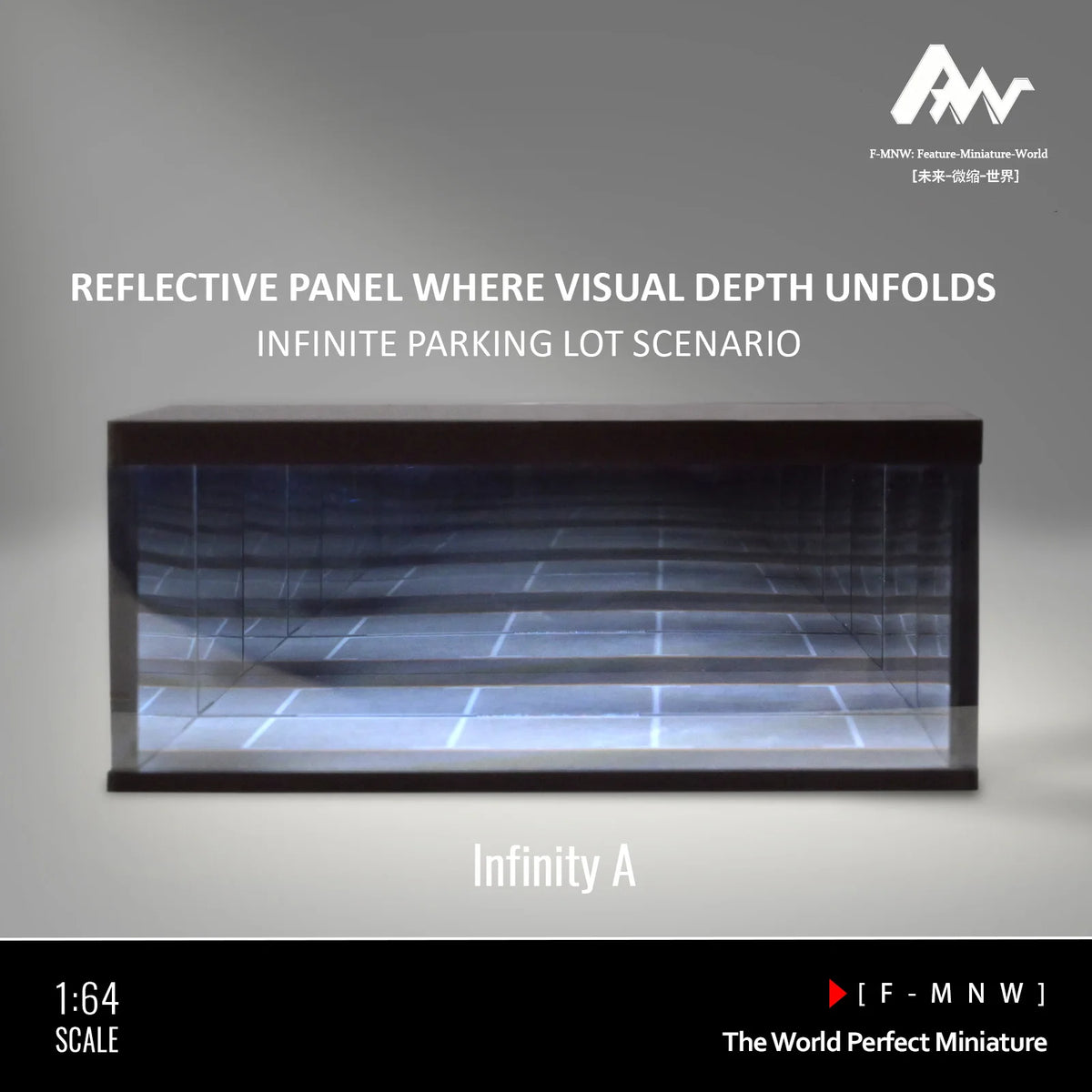 Diorama 1: 64 Mirrored Garage Model 1/64 Die-cast Car Display Case, Abyss Effect Car Parking Lot Model, Car Model Storage Box