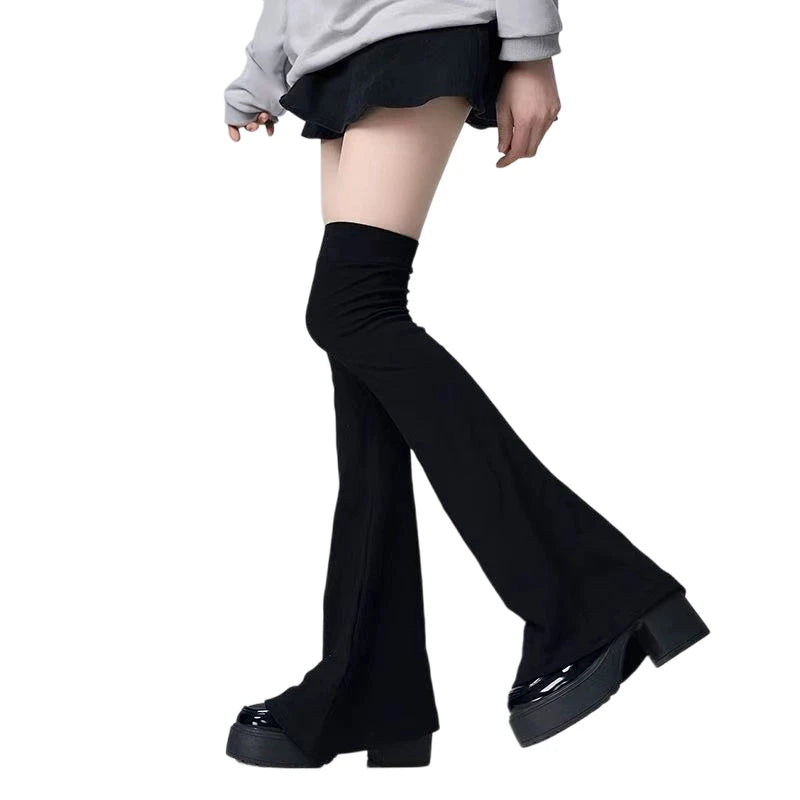 Leg Stockings Black White Gothic Lolita Over Knee High Sock Lolita Over Knee Leg Warmer Over The Knee Horn Shaped Cuffs