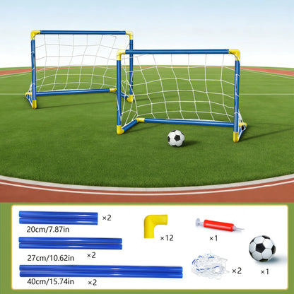 2PC Soccer Goal Set with Inflatable Ball Portable PVC Net 17.32×12.2in Detachable Indoor Outdoor Sports Toy Perfect Gift.