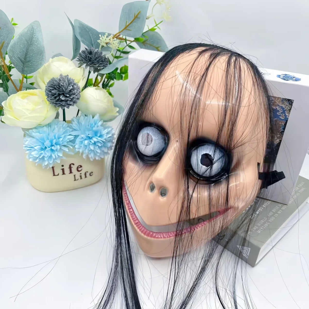 Horror Prank Mask Funny Wig Clown Halloween Face Mask Practical Joke, Perfect for Costume Parties & Fun Events