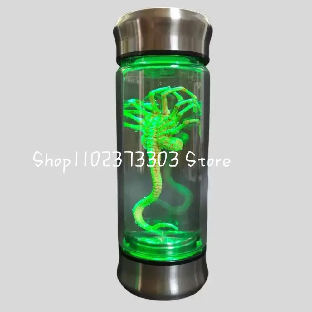 Alien - Themed Specimen Glow Jar - LED Sci-fi Night Light, Mysterious Creature Glass Container Decor for Home Desktop Collection