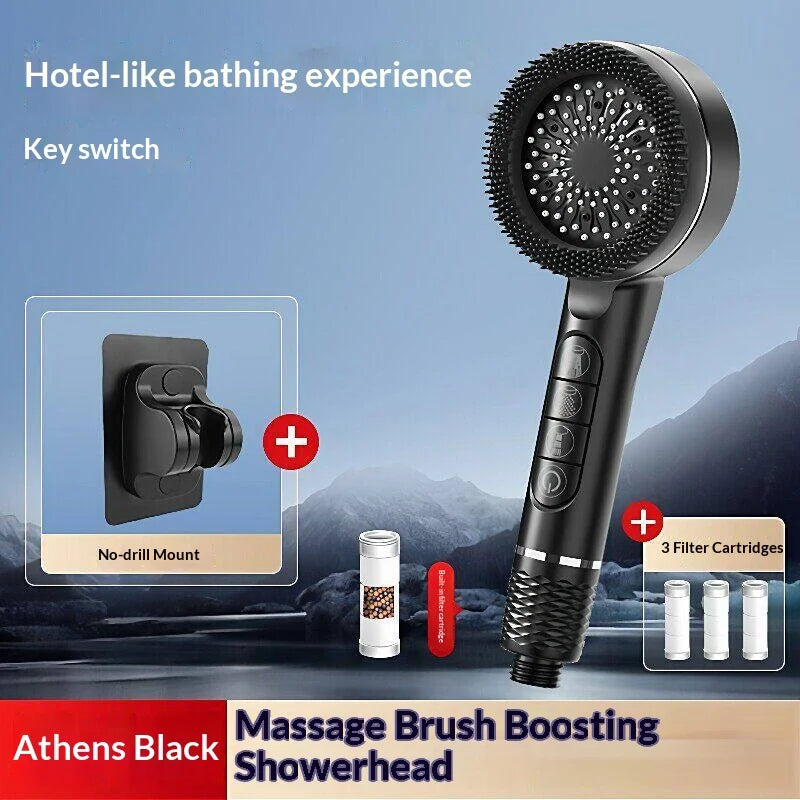 4Modes Pressure Boost Shower Head Multifunction Adjustable Large Water Shower Nozzle Massage Bathroom Accessory