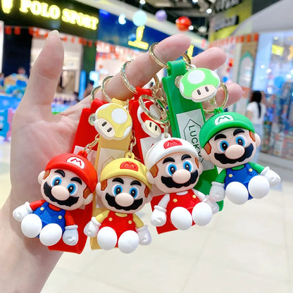 Mario Keychain Mario Bros Luigi Figure Toad Yoshi Bowser Action Figure Model Cartoon Bag Doll Pendant Toys Gift