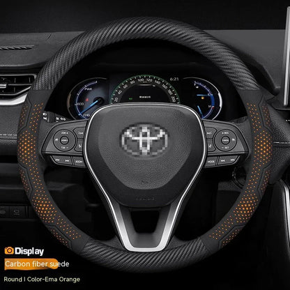 Carbon Fiber Steering Wheel Covers Suitable for Toyota Crown CHR, Yaris, Corolla, Auris, Rav4, Prius, Camry, Raize, Prado.