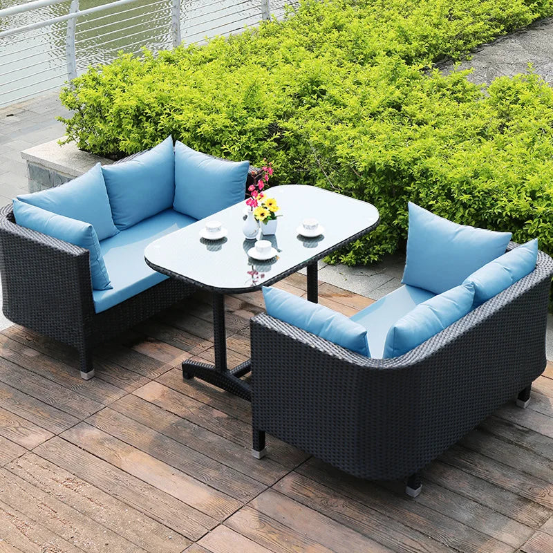 Outdoor Sofa Leisure Set, Garden Terrace Chair, Courtyard Balcony Double , -Woven Outdoor Imitation Rattan Sofa
