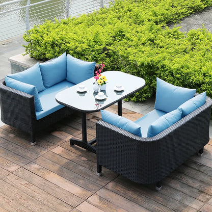 Outdoor Sofa Leisure Set, Garden Terrace Chair, Courtyard Balcony Double , -Woven Outdoor Imitation Rattan Sofa