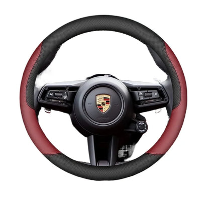Leather Car Steering Wheel Cover for Porsche Cayenne Macan Panamera 718 2024 2025 Accessories