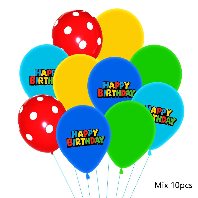 Red Blue Green Yellow Mushroom Star Balloons for Cartoon Video Game Super Bros Balloon Birthday Inspired Party Decoration