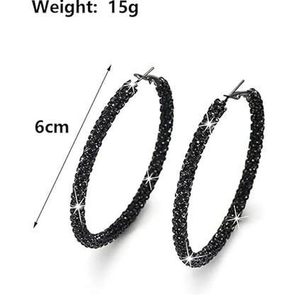 6cm Bling Rhinestone Big Hoop Earrings for Women Simple Cubic Zirconia  Pave Circle Huggie Earring Aesthetic Party Jewelry