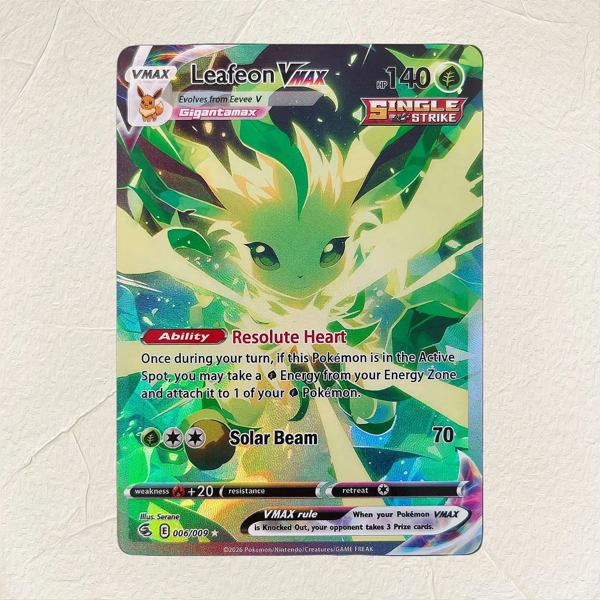 English Jolteon VMAX 006/008 DIY Holographic Foil Texture Card, Perfect Condition Premium Anime Collection Card
