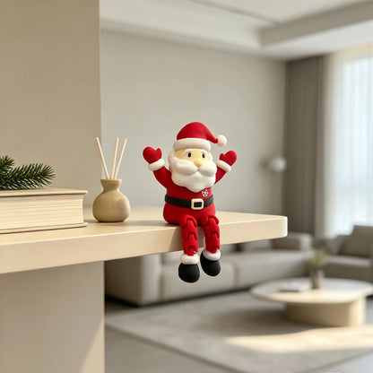 Santa Claus Figurine,Sitting Dangling Leg Design,Christmas Desktop Edge Ornament,Festive Tabletop Decor,Holiday Gift for Xmas Pa
