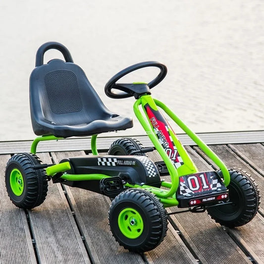 4 wheel kids go kart pedal-powered go kart with rubber wheel 10inch inflatable wheel go kart with steel frame and hand brake