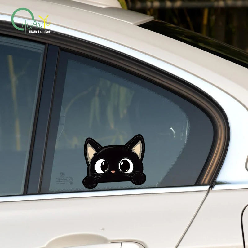 Black kitten cartoon cute car body scratch cover personal creative waterproof electric bike motorcycle sticker decal