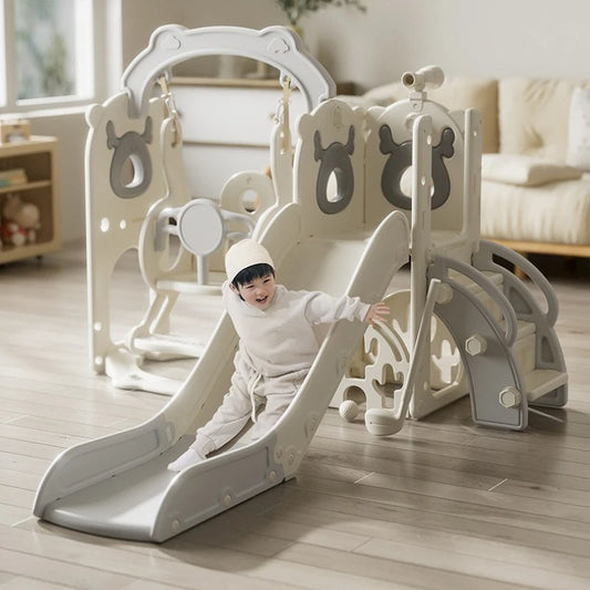 Multifunctional Kids Slide Swing Set Playground Children Climbing Slide with Basketball Hoop Child Outdoor Games Sliding Toys