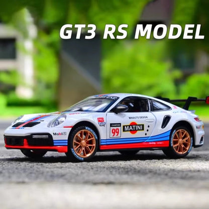 1:24 911 GT3 RSR Cayenne Car Toys Diecast Alloy Model Doors Opened with Sound Light Pull Back Vehices Children's Gift Collection