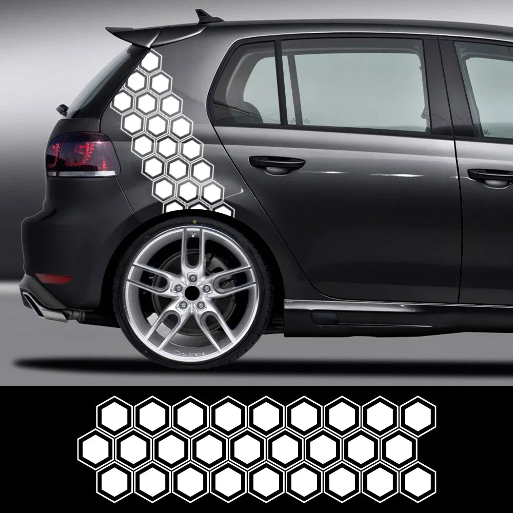 Honeycomb Hexagonal Graphics Car Vinyl Decal Car Body Side Sticker Waterproof Modification Decoration Auto Tuning Accessories
