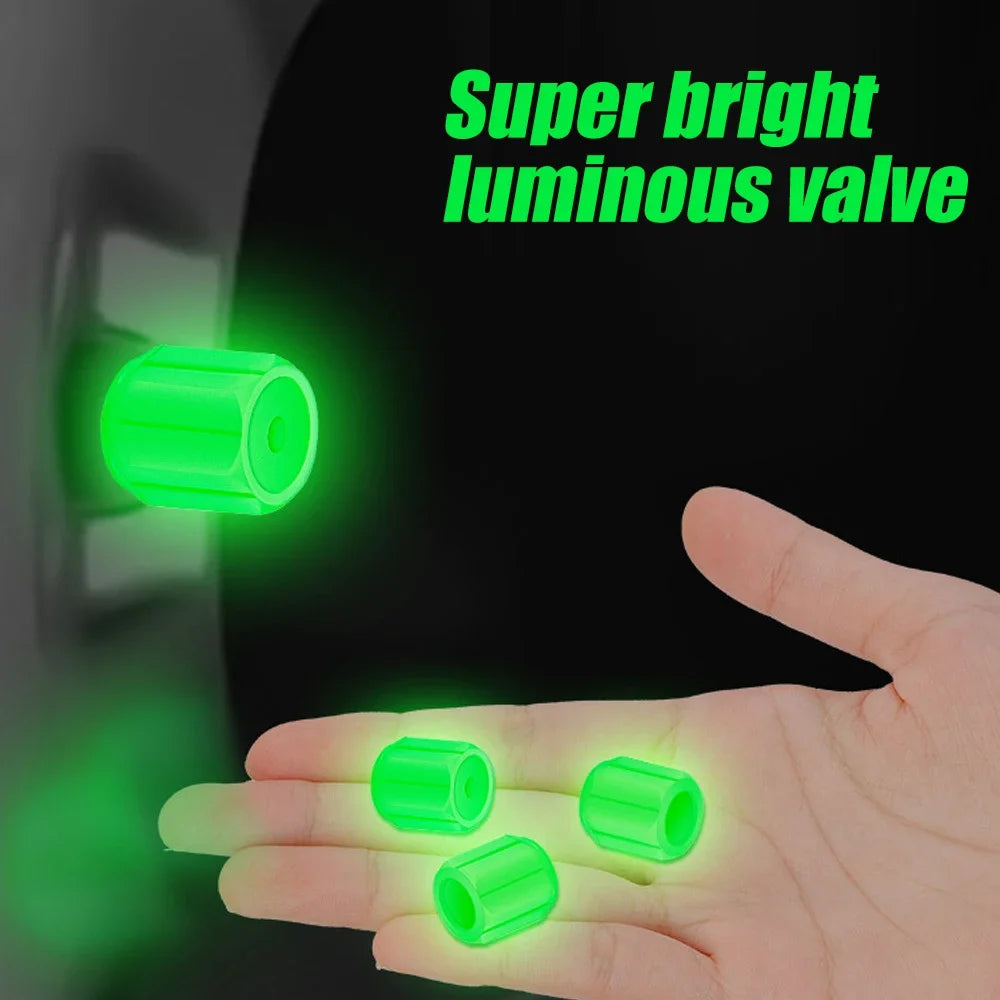 Luminous Tires Valve Caps Car Styling Universal Fluorescent Tire Valves Cap Car Motorcycle Bike Wheel Plug Tyre Hub Cover Decor