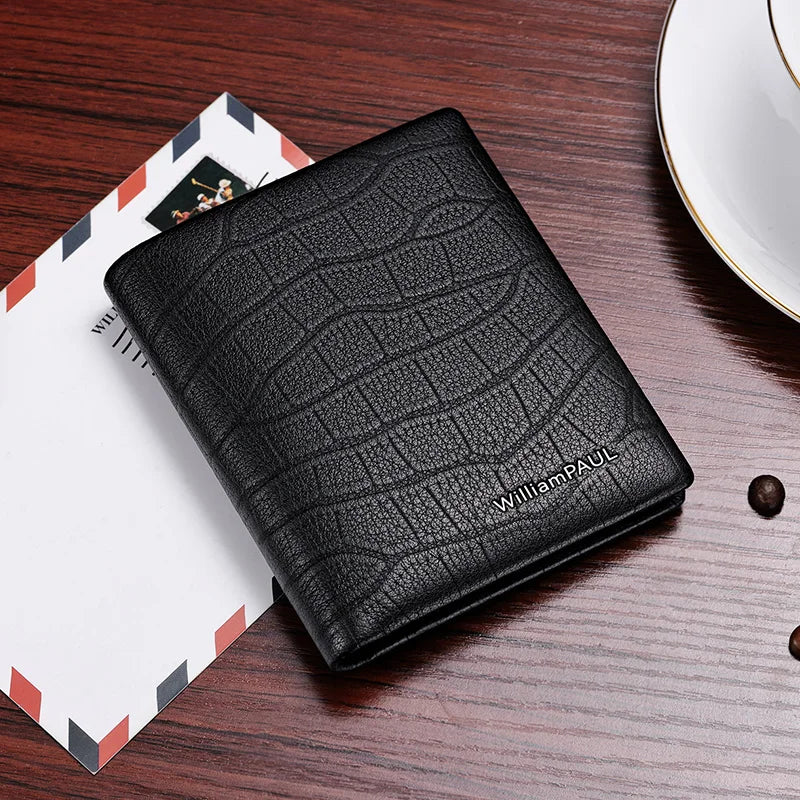 Men's fashion wallet, high-end genuine leather short card holder, personalized card bag