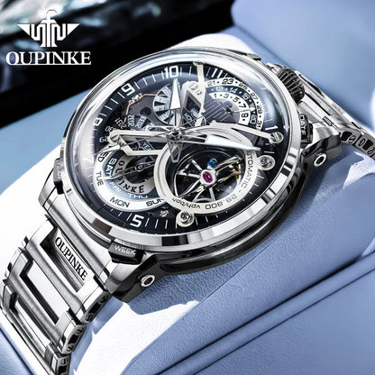Oupinke Automatic Mechanical Watch, Italian Designer Collaboration, Openwork High-End Business Men's Watch