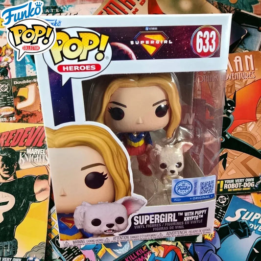 Funko Pop Heroes #633 Supergirl with Puppy Krypto Collectible Vinyl Figure DC Comics Desktop Ornament Fan Gift