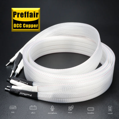Pair Speaker Cable Horn Cable 8N OCC Silver Plated Loudspeaker Cable for CD Amplifier