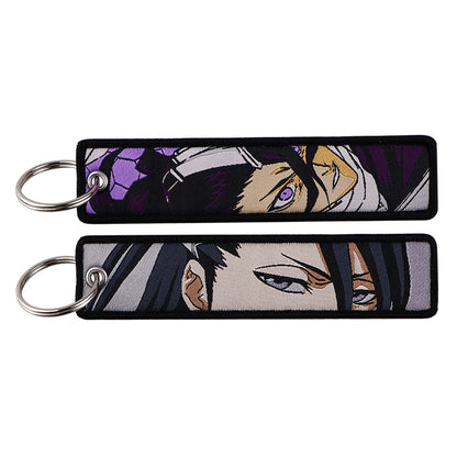Cool Man Embroidery Key Fobs Keychains for Women Anime Key Tags Keyring Accessories Toys Gift