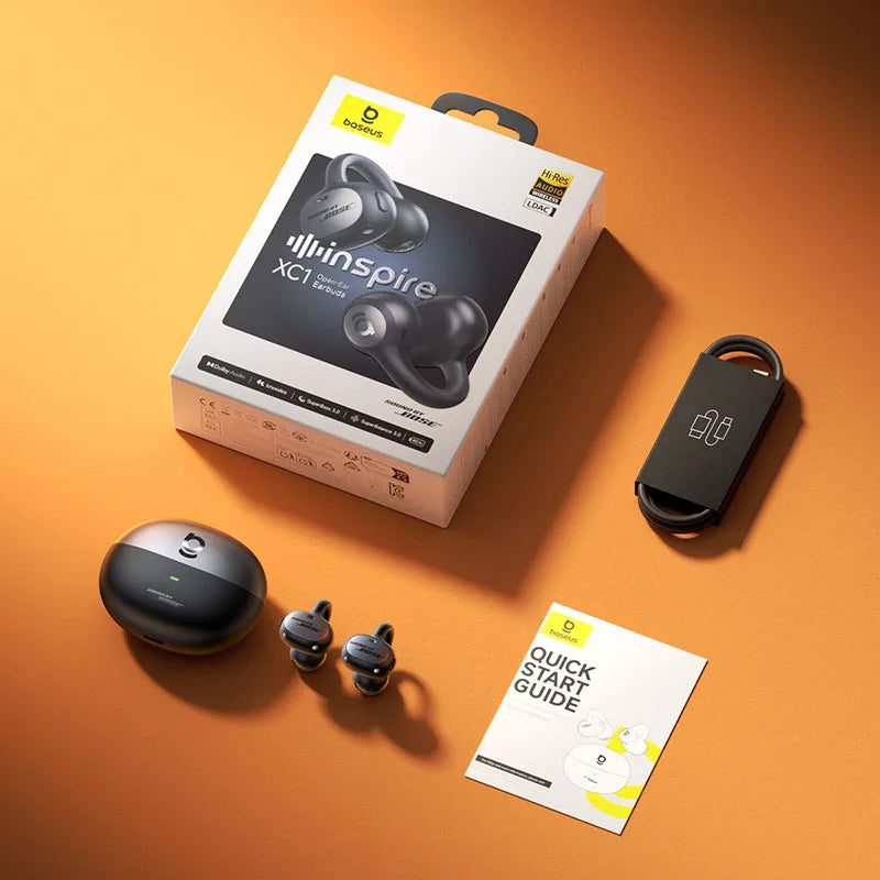 Baseus Inspire XC1 Sound by Bose Ear Clip Wireless Earbuds Bluetooth 6.1 Open Earphones earrings 4-Mics Clip on ear buds