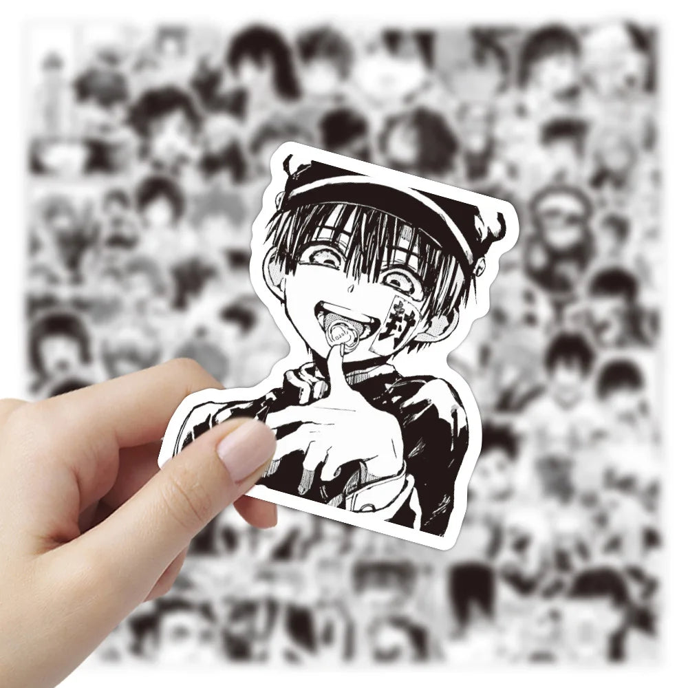 10/30/50/100PCS Mix Black White Anime Stickers Decoration Suitcase Scrapbooking Laptop Phone Stationery Cool Manga Sticker Toys