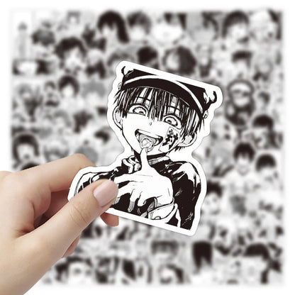 10/30/50/100PCS Mix Black White Anime Stickers Decoration Suitcase Scrapbooking Laptop Phone Stationery Cool Manga Sticker Toys