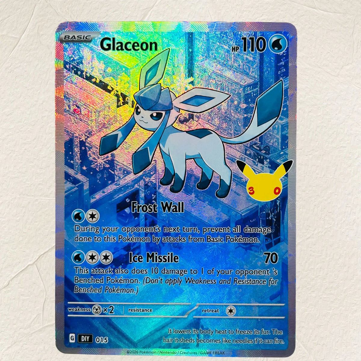 DIY Vaporeon 009 Foil Texture Cards English Version Collectible Grade Premium Anime Collection Cards