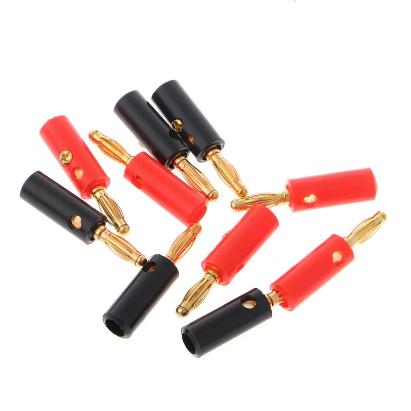 10 Pcs 4mm Gold Plated O Speaker Wire Cable Screw Banana Plug Connector Adap