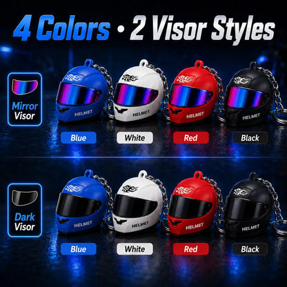 Cool Motorcycle Helmet Keychain with Light Creative Mini Helmet Key Chain for Bags and Keys, Night Warning Light